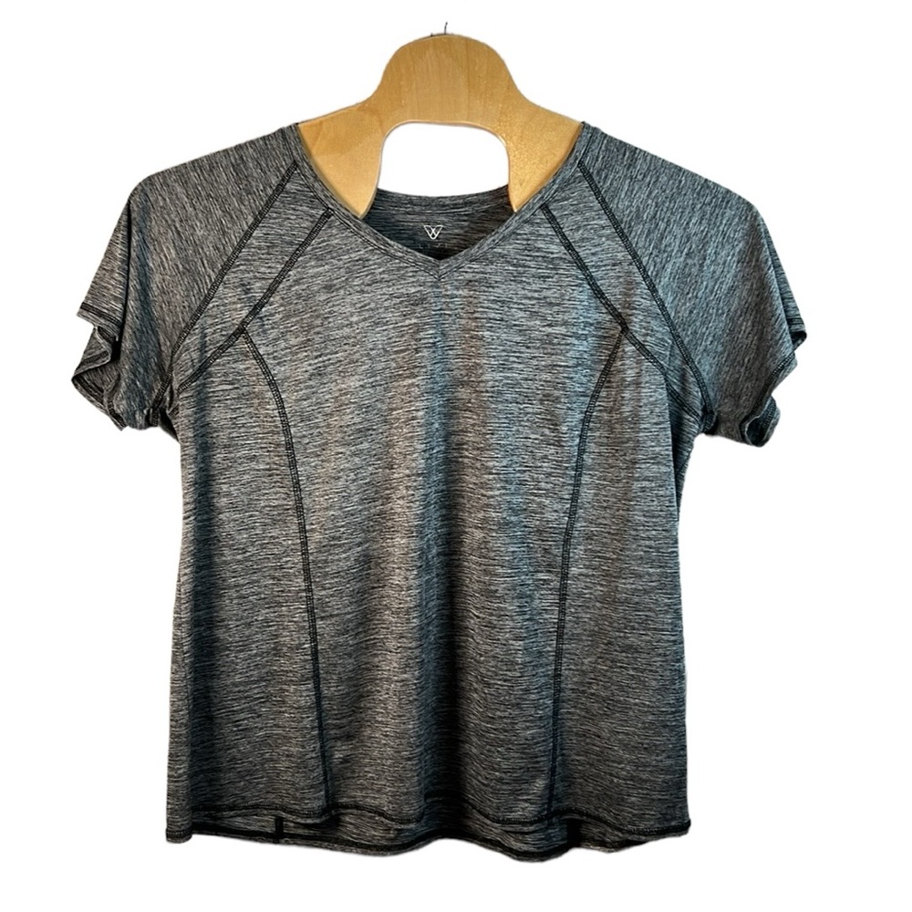 Livi‎ Active Women’s Black Gray Space Dye Athletic T-Shirt V-Neck Size 22/24
